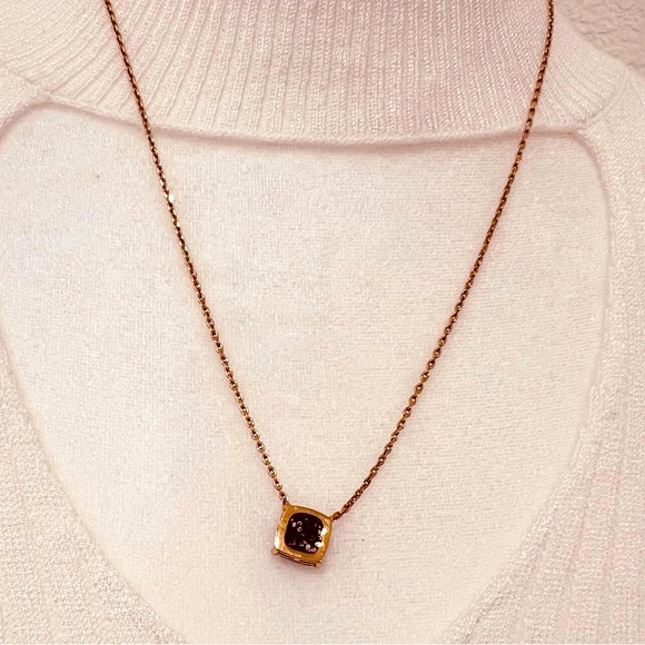 ♠️Kate Spade New York gold-tone square glitter stone mini pendant necklace - Picture 8 of 10